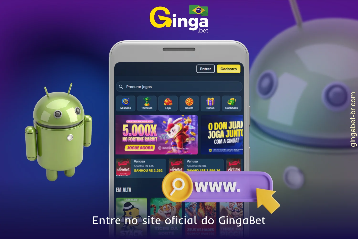 Para instalar o GingaBet APK, acesse o site oficial do GingaBet