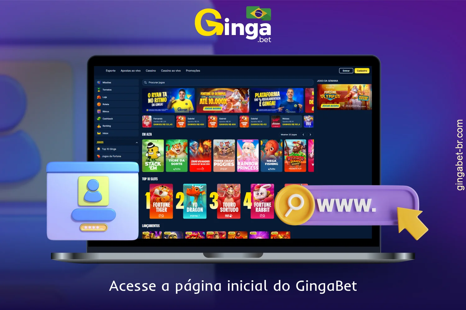 Para entrar no GingaBet, acesse o site oficial