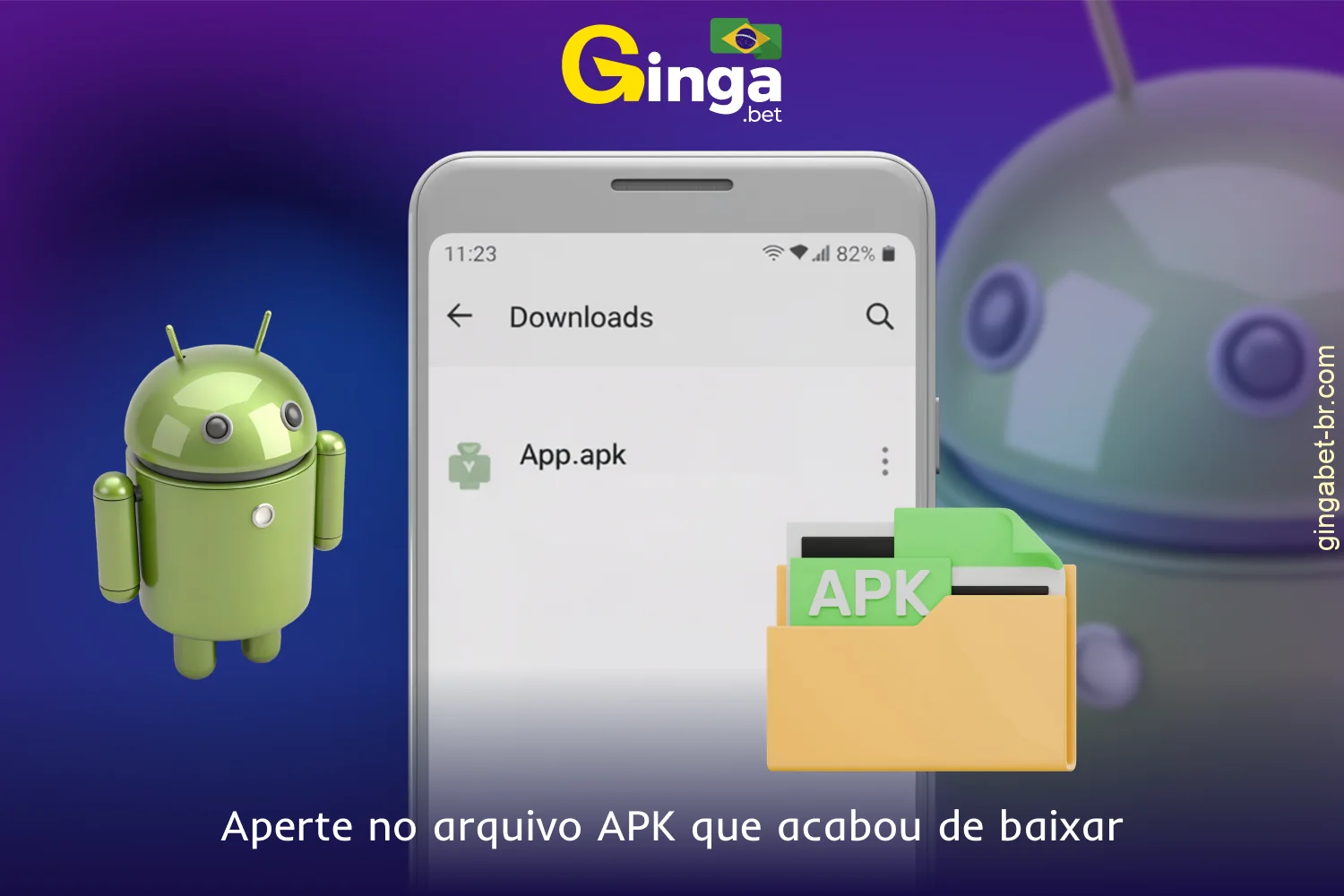 Clique no arquivo GingaBet APK baixado para instalar o aplicativo