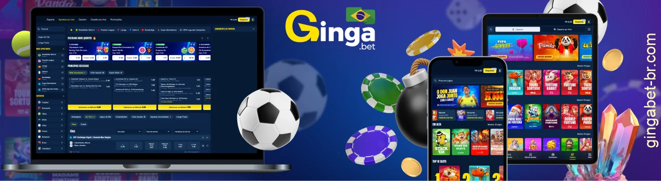 O Cassino GingaBet Brasil oferece uma ampla variedade de apostas esportivas e uma grande coleção de jogos de cassino