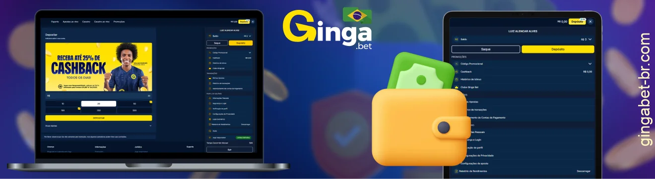 GingaBet garante métodos de pagamento confiáveis no Brasil, tanto para apostas quanto para jogos de cassino