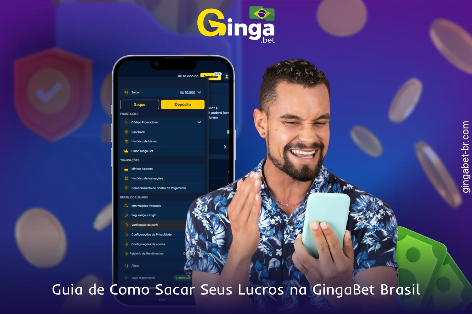 O saque de ganhos na GingaBet é possível através de vários métodos de pagamento convenientes para jogadores do Brasil
