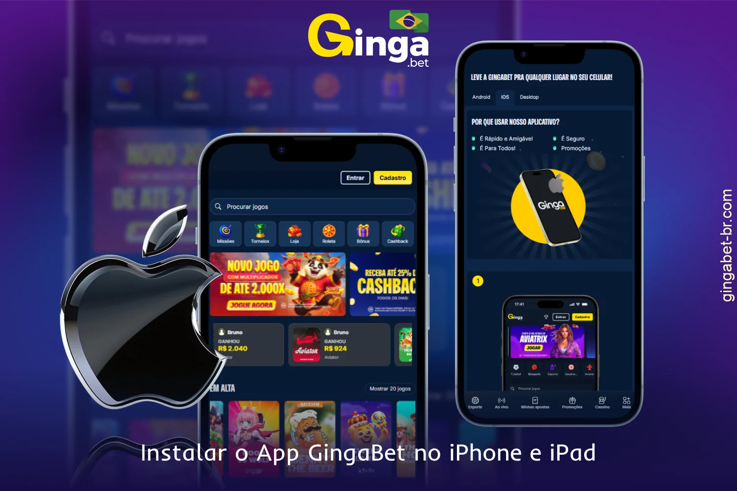 A instalação do aplicativo GingaBet no iPhone e iPad não leva muito tempo