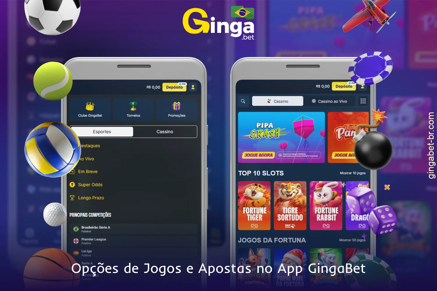 O aplicativo GingaBet reúne diversos tipos de apostas e jogos de cassino online para usuários brasileiros