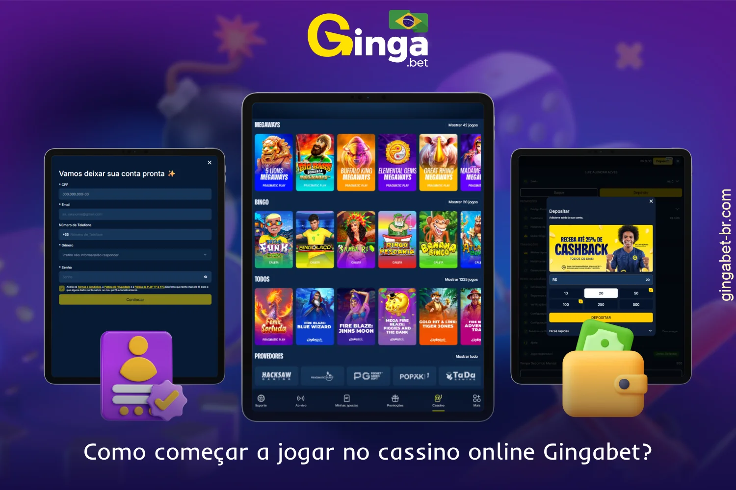 Para começar a jogar no cassino GingaBet Brasil com dinheiro real, é necessário se registrar e fazer um depósito na conta